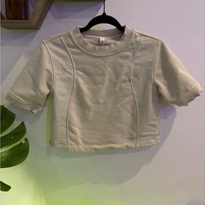 Lululemon Scuba Short-Sleeve Crewneck Sweatshirt Cropped Size 2 – Bone